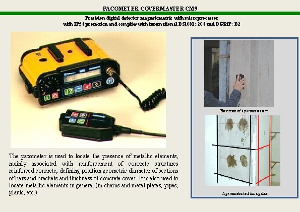 PACOMETER COVERMASTER CM 9 Precision digital detector magnetometric with microprocessor with IP 54 protection