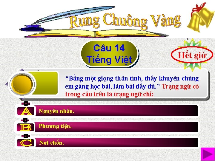 Câu 14 Tiếng Việt Hết 10 219876543 giờ “Bằng một giọng thân tình, thầy