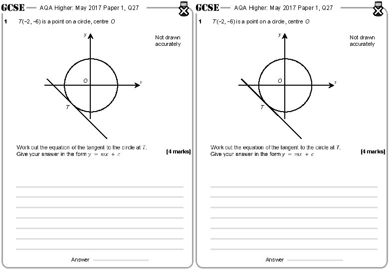 AQA Higher: May 2017 Paper 1, Q 27 1 AQA Higher: May 2017 Paper