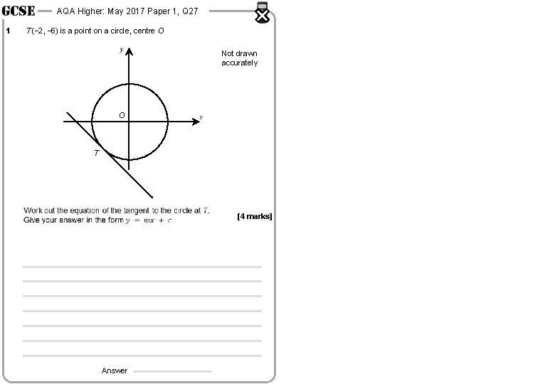 AQA Higher: May 2017 Paper 1, Q 27 1 T (− 2, − 6)