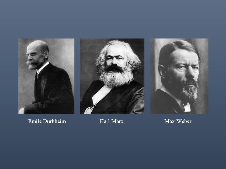 Emile Durkheim Karl Marx Max Weber 