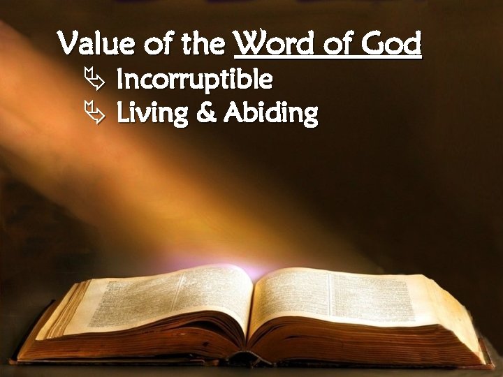 Value of the Word of God Ä Incorruptible Ä Living & Abiding 