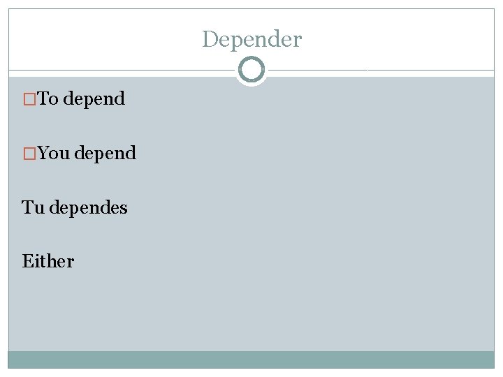 Depender �To depend �You depend Tu dependes Either 