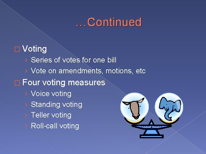 …Continued � Voting › Series of votes for one bill › Vote on amendments,