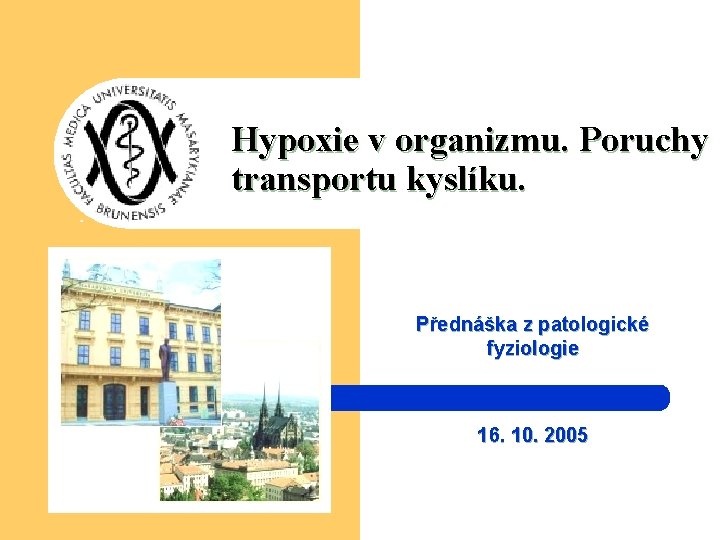 Hypoxie v organizmu. Poruchy transportu kyslíku. Přednáška z patologické fyziologie 16. 10. 2005 