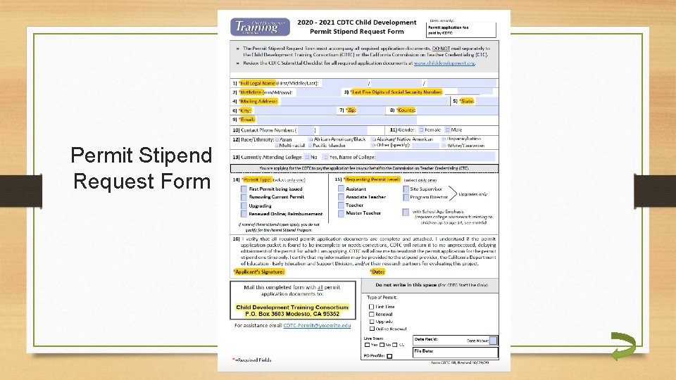 Permit Stipend Request Form 