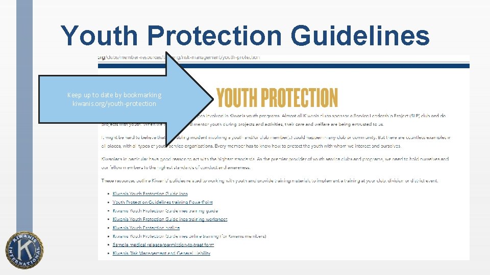 Youth Protection Guidelines Keep up to date by bookmarking kiwanis. org/youth-protection 