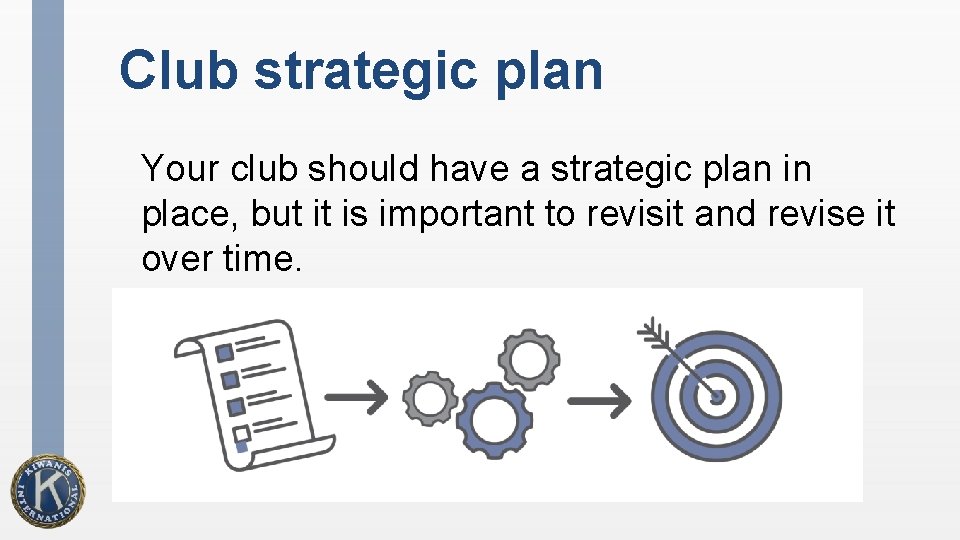 Club strategic plan Your club should have a strategic plan in place, but it