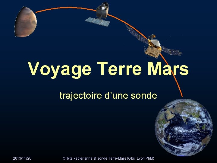 Voyage Terre Mars trajectoire d’une sonde 2013/11/20 Orbite keplérienne et sonde Terre-Mars (Obs. Lyon