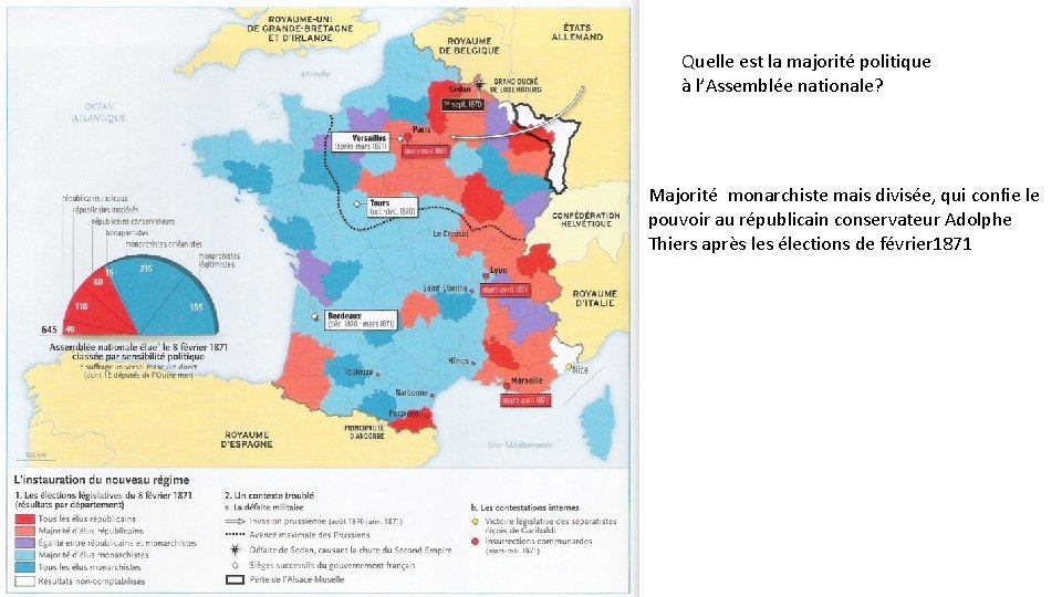 Quelle est la majorité politique à l’Assemblée nationale? Majorité monarchiste mais divisée, qui conﬁe