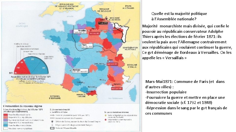 Quelle est la majorité politique à l’Assemblée nationale? Majorité monarchiste mais divisée, qui conﬁe