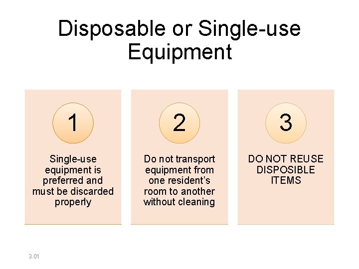 Disposable or Single-use Equipment 1 2 3 Single-use equipment is preferred and must be