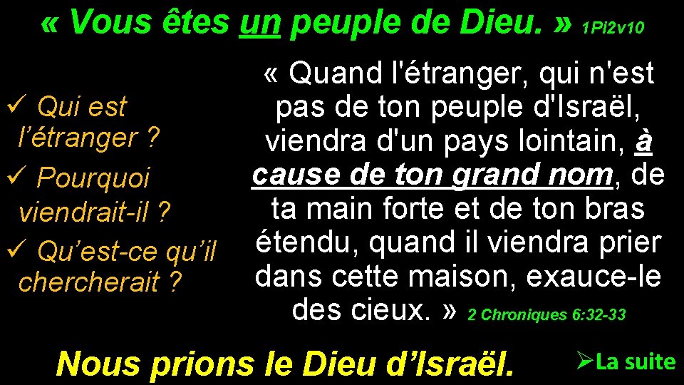  « Vous êtes un peuple de Dieu. » 1 Pi 2 v 10