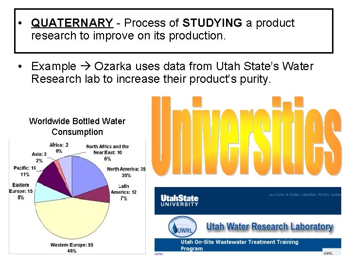  • QUATERNARY - Process of STUDYING a product research to improve on its