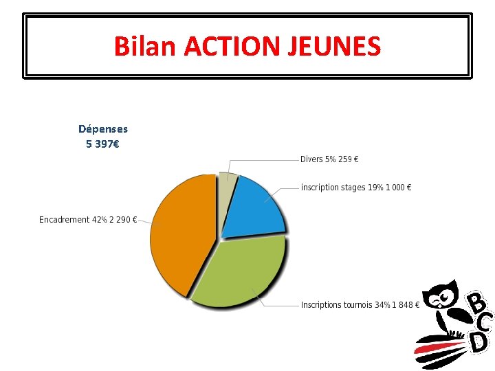 Bilan ACTION JEUNES Dépenses 5 397€ 