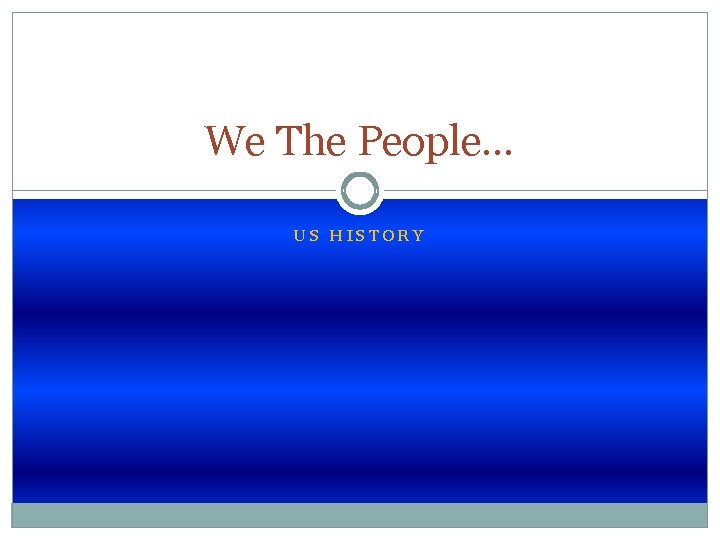 Objectives: SOL – VUS. 5 Timeline – 1787 -1791 We The People… US HISTORY