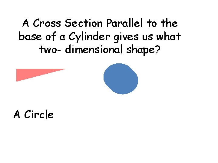 A Cross Section Parallel to the base of a Cylinder gives us what two-