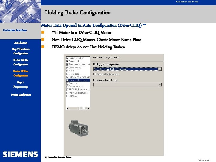 Automation and Drives Holding Brake Configuration Production Machines Introduction Step 7 Hardware Configuration Motor