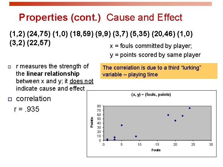 Properties (cont. ) Cause and Effect (1, 2) (24, 75) (1, 0) (18, 59)