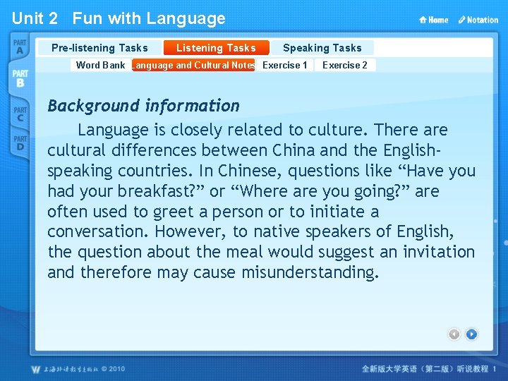 Unit 2 Fun with Language Pre-listening Tasks Listening Tasks Speaking Tasks Word Bank Language