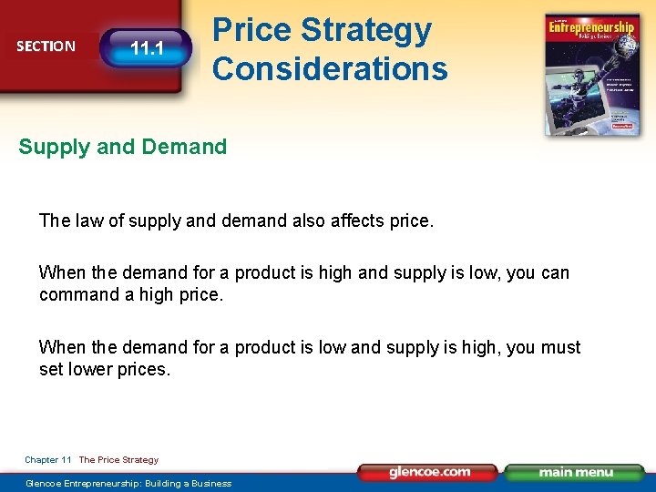 SECTION 11. 1 Price Strategy Considerations Supply and Demand The law of supply and