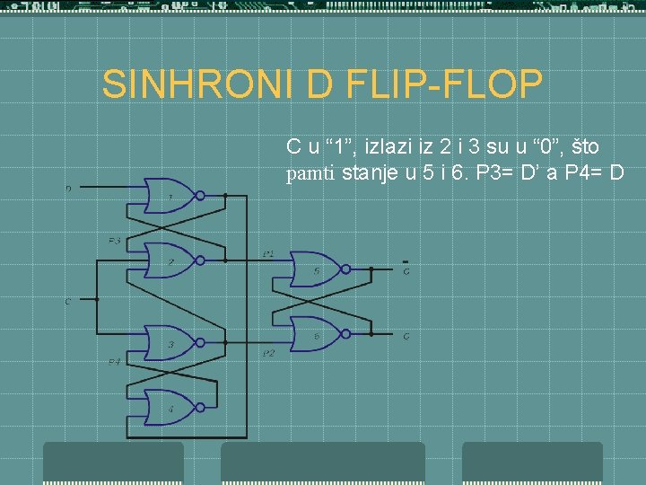 SINHRONI D FLIP-FLOP C u “ 1”, izlazi iz 2 i 3 su u
