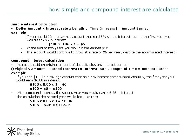 how simple and compound interest are calculated simple interest calculation • Dollar Amount x