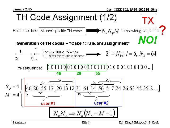 January 2005 doc. : IEEE 802. 15 -05 -0022 -01 -004 a TH Code