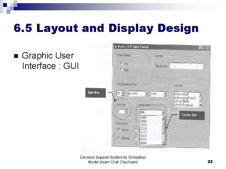 6. 5 Layout and Display Design n Graphic User Interface : GUI Decision Support