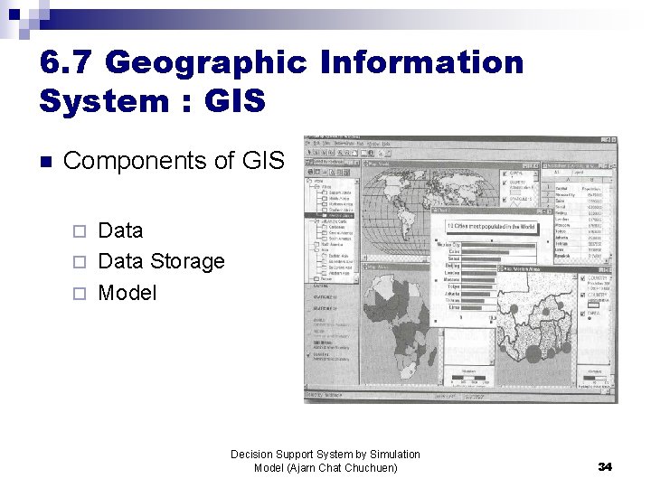 6. 7 Geographic Information System : GIS n Components of GIS Data ¨ Data