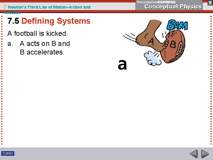 7 Newton’s Third Law of Motion–Action and Reaction 7. 5 Defining Systems A football