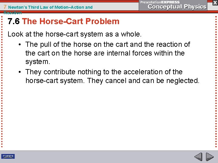 7 Newton’s Third Law of Motion–Action and Reaction 7. 6 The Horse-Cart Problem Look