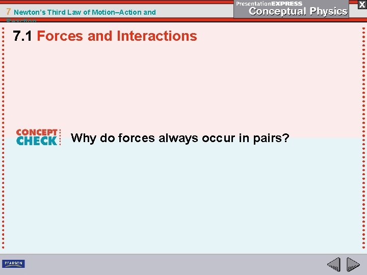 7 Newton’s Third Law of Motion–Action and Reaction 7. 1 Forces and Interactions Why