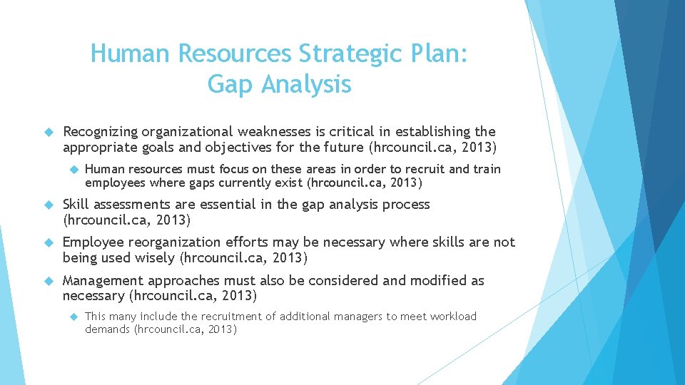 Human Resources Strategic Plan: Gap Analysis Recognizing organizational weaknesses is critical in establishing the