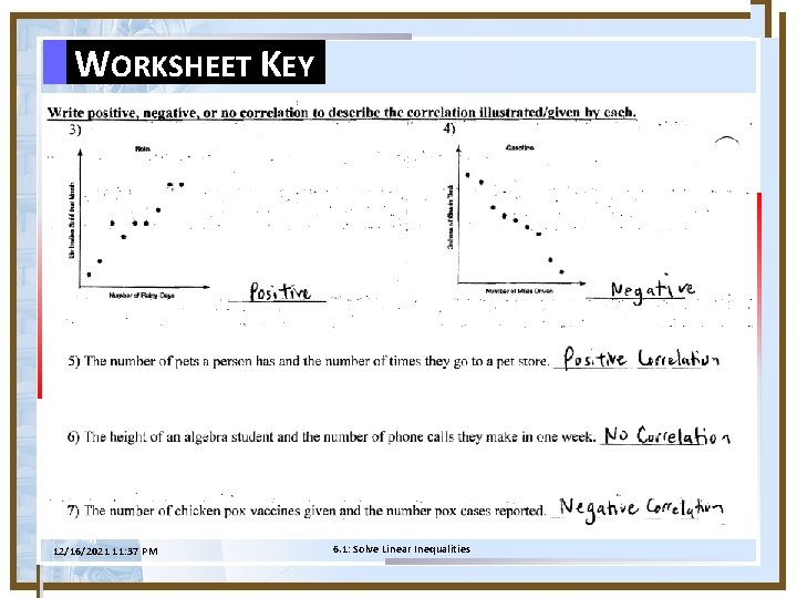WORKSHEET KEY 12/16/2021 11: 37 PM 6. 1: Solve Linear Inequalities 
