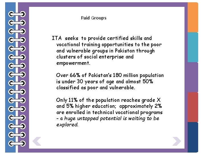 Paid Groups ITA seeks to provide certified skills and vocational training opportunities to the