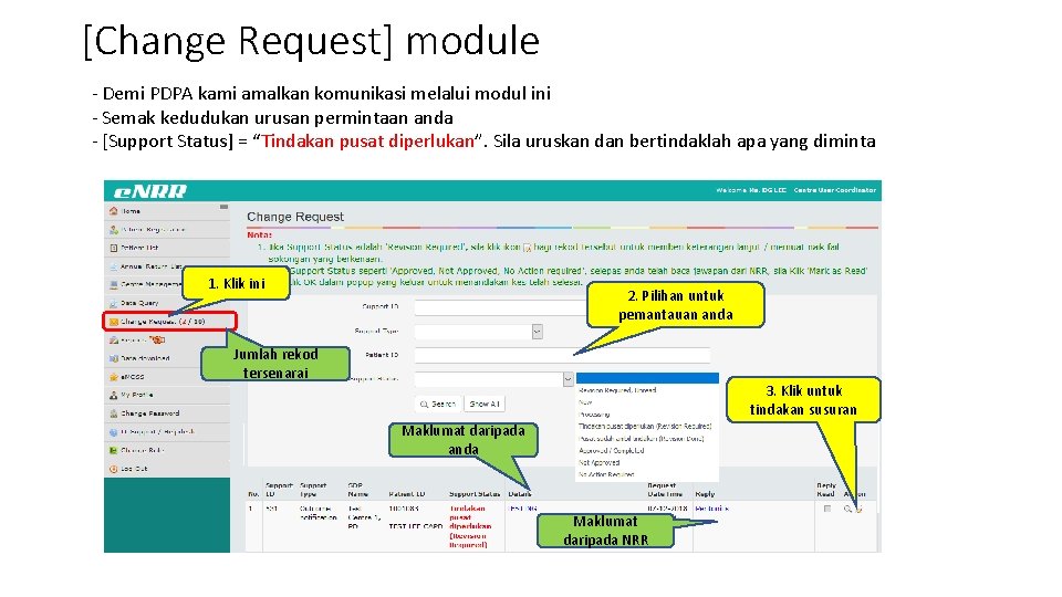 [Change Request] module - Demi PDPA kami amalkan komunikasi melalui modul ini - Semak