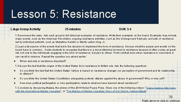 Lesson 5: Resistance Large Group Activity 25 minutes DOK 3 -4 1. Reconvene the