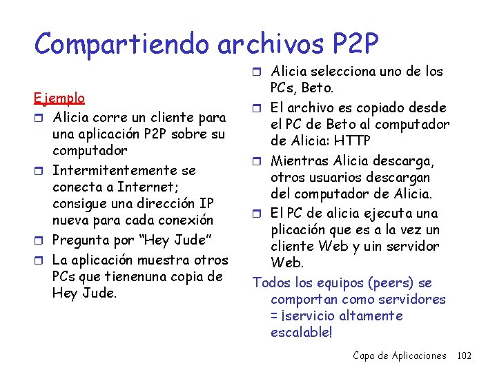 Compartiendo archivos P 2 P r Alicia selecciona uno de los Ejemplo r Alicia