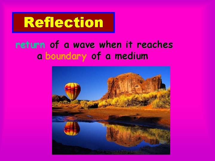 Reflection return of a wave when it reaches a boundary of a medium 