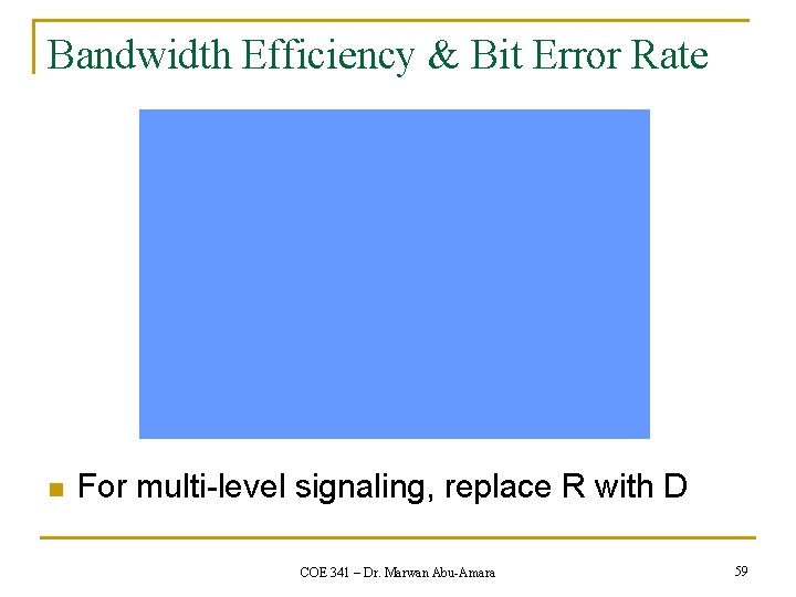 Bandwidth Efficiency & Bit Error Rate n For multi-level signaling, replace R with D