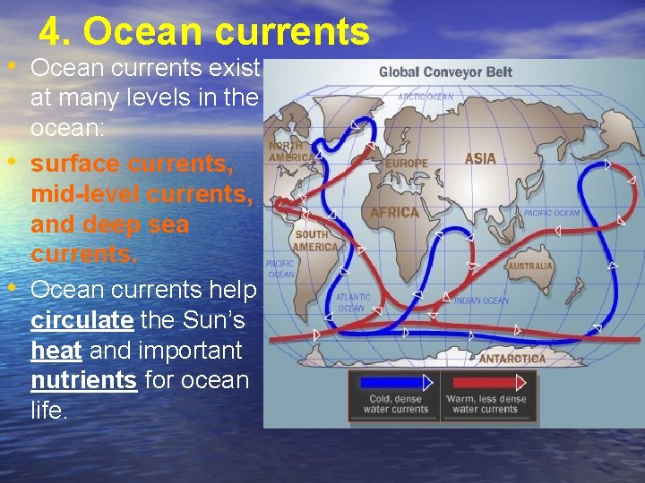 4. Ocean currents • Ocean currents exist • • at many levels in the