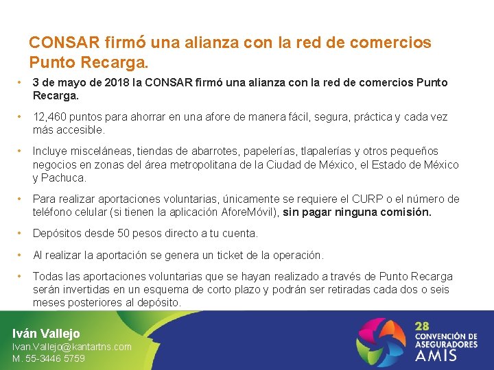 CONSAR firmó una alianza con la red de comercios Punto Recarga. • 3 de