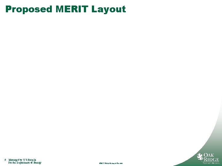 Proposed MERIT Layout 6 Managed by UT-Battelle for the Department of Energy NFMCC Friday
