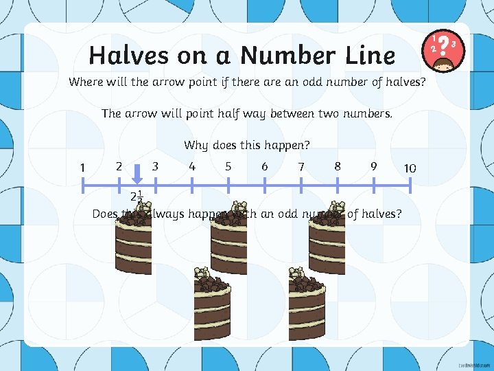 Halves on a Number Line Where will the arrow point if there an odd