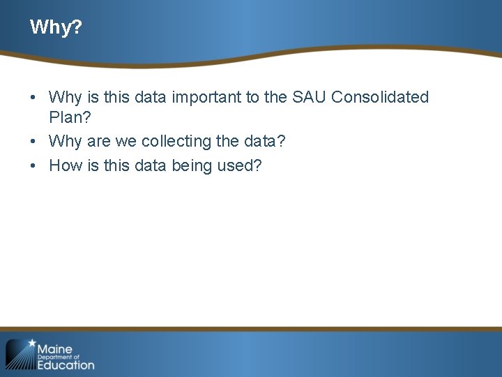 Why? • Why is this data important to the SAU Consolidated Plan? • Why