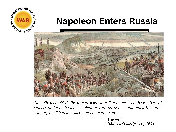 Napoleon Enters Russia On 12 th June, 1812, the forces of western Europe crossed Napoleon Enters Russia On 12 th June, 1812, the forces of western Europe crossed