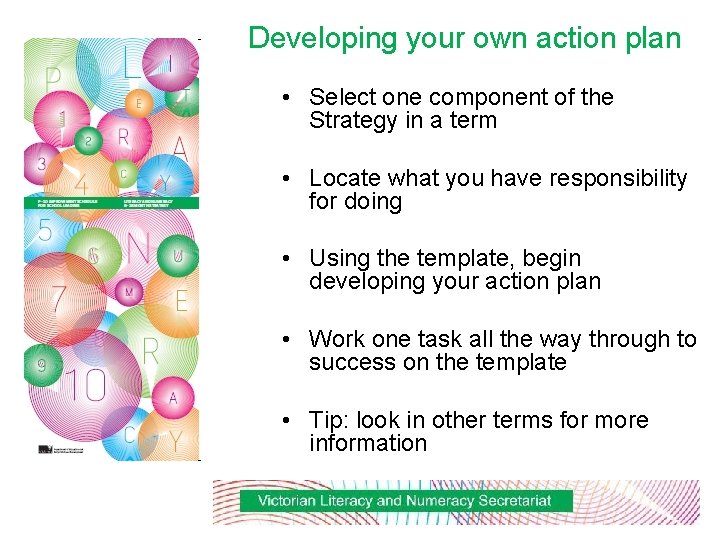 Developing your own action plan • Select one component of the Strategy in a