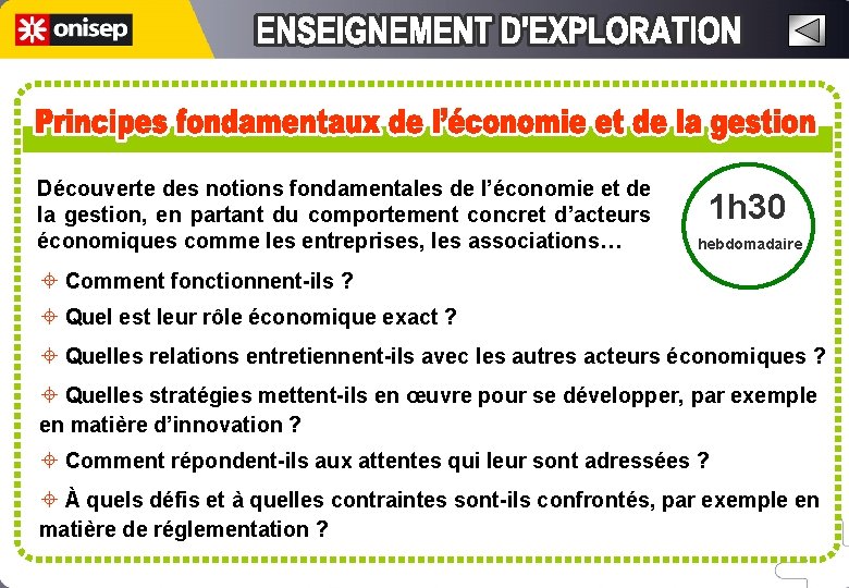 Découverte des notions fondamentales de l’économie et de la gestion, en partant du comportement