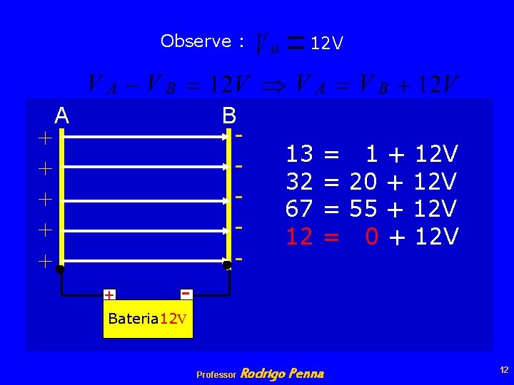 Observe : + + + A 12 V B - + 13 32 67